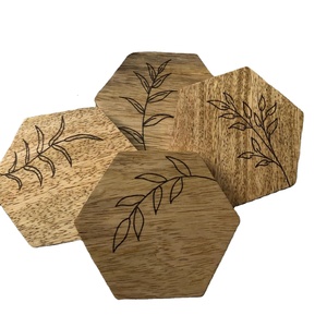 Posavasos Redondo de Madera Hecho a Mano con Diseño de Flores Cortadas con Láser, para Bebidas, Té, Café, Decoración de Mesa para el Hogar, Ecológico, Floral de Madera - Product Image 3