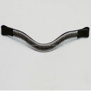 Bandeau de tête pour cheval en cuir anglais noir incurvé personnalisé avec des cristaux colorés fantaisistes, bandeau de tête Mega Bling en taille cob - Product Image 5