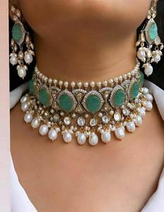 Premium Quality New Luxury Gold Plated Brass Choker Necklace Earrings Set Women's Trendy Engagement Daily Wear Parties Weddings - Product Image 1