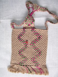 weaving Handmade Jute Macrame Sling <b>Bag</b> with Floral Embroidery Fringe Crossbody <b>Boho</b> Purse - Product Image 3