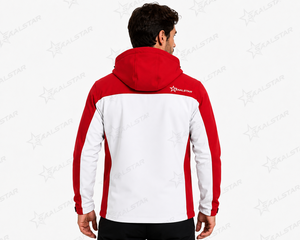 Men's Softshell <b>Jacket</b> Waterproof Windproof Outdoor Hiking <b>Red</b> White <b>Jacket</b> with <b>Hood</b> Custom Logo Winter Workwear <b>Jacket</b> - Product Image 4