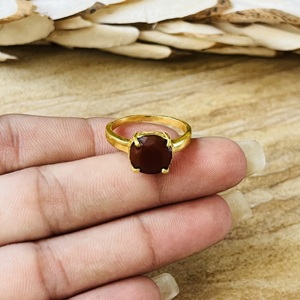 Latest High Demand Minimalist Red Glass <b>Statement</b> <b>Ring</b> Boho Brass Jewelry For Women 18k Gold Plated Dainty Wholesale <b>Ring</b> - Product Image 4