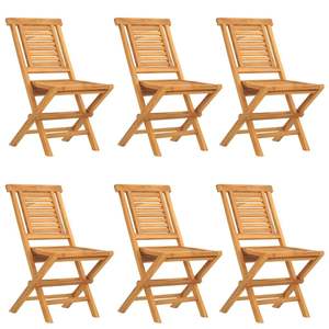 Ensemble de 6 chaises pliantes de jardin en teck massif, mobilier de jardin durable, design standard - Product Image 2