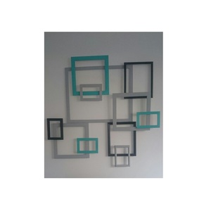 Decoración de Pared Moderna con Marco Geométrico 3D, Escultura de Pared Cuadrada Abstracta de Metal, Artesanía Artística para Sala de Estar, Hotel, Decoración del Hogar - Product Image 1