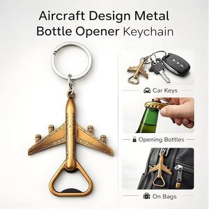 Llavero metálico con forma de avión y abridor de botellas de cerveza para coche y bicicleta, llavero multiusos con forma de avión para amantes de los viajes - Product Image 3