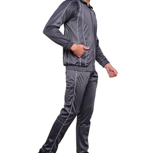 Men's Dark Gray Tracksuit Set Full <b>Zip</b> <b>Hooded</b> Jacket Jogger Pants Quick Dry Sporty Casual Autumn Wear Regular Fit Polyester - Product Image 3