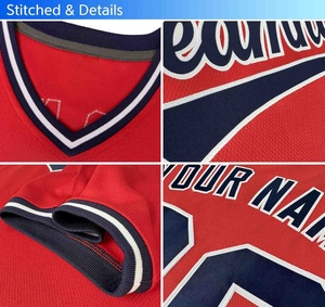 Maillot de baseball personnalisé par sublimation uniforme de sport à col en V avec nom et numéro cousus pour hommes, femmes et jeunes - Product Image 3