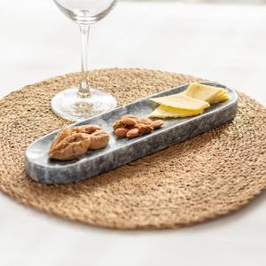 Plateau ovale en marbre gris, pierre naturelle, décoration moderne de luxe pour la maison, plateau de service pour salle à manger, cuisine, salon - Product Image 2