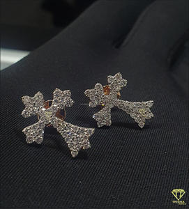 Korean Style Crystal Cross <b>Stud</b> Earrings Elegant Fashion Jewelry For Women Daily And Party Wear - Product Image 5