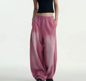 Pantalon de survêtement unisexe rose ombré pour femme, taille haute, coupe ample, style streetwear, décontracté et esthétique, idéal pour se détendre - Product Image 2