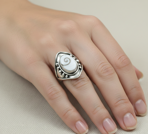 925 Sterling Silver Shiva Eye Shell <b>Ring</b> Rose Yellow Gold Plated Vintage Boho Adjustable <b>Statement</b> <b>Ring</b> Handmade Women Jewelry - Product Image 2