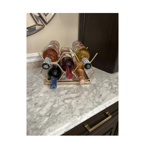 Elegante botellero decorativo de nuevo diseño, estante metálico para exhibir vinos, botellero de sobremesa. - Product Image 4