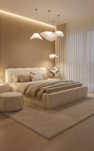 Modern Upholstered Bedroom <b>Bed</b> Soft Headboard Footboard Quilted Panel <b>Double</b> <b>Size</b> <b>Bed</b> for Home Hotel Apartments - Product Image 6
