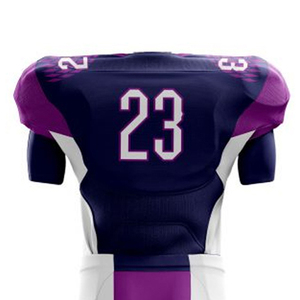 American Football Jersey <b>Men's</b> Sublimated 23 Team Name Purple <b>White</b> V-Neck Short Sleeve Fitted Uniform Elastic Waist <b>Pants</b> - Product Image 4