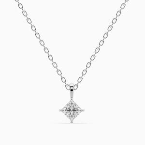 <b>Solid</b> Gold Princess Cut Lab Grown Diamond Solitaire <b>Necklace</b> Diamond Pendant for Daily Wear Ethical Luxury Jewelry Gift - Product Image 1