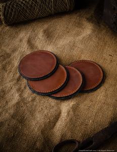 Genuine Leather Coasters for <b>Beer</b> Mug Large Round Drink Mat Set Luxury <b>Table</b> Protection Custom Manufacturer GLC-0039 - Product Image 3