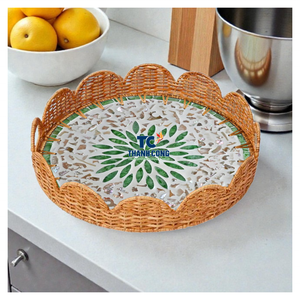 Reliable Exporter MOTHER OF PEARL <b>TRAY</b> Natural Material Accent MOTHER OF PEARL RATTAN <b>TRAYS</b> Vietnam - Product Image 1