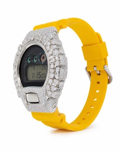 Luxury Women's Digital <b>Watch</b> With Rhinestone Accents Stainless Steel Case Yellow Silicone Band - Product Image 2