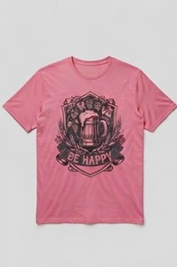 Men's Casual T-Shirt Short Sleeve O-Neck Printed Beer Design Regular <b>Fit</b> Polyester Jersey Front Logo Breathable 260g - Product Image 2