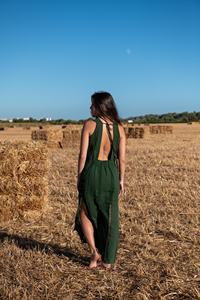 Vestido de Algodón Verde Ligero de Goa, Tendencia 2026, con Espalda Descubierta y Aberturas Laterales, Vestido de Verano Cómodo para Mujer - Product Image 3