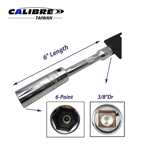 TAIWAN CALIBRE Industrial 3/8" Dr X 6 Point Magnetic Swivel Spark <b>Plug</b> <b>Socket</b> 9/16" 5/8" 13/16" Sizes 6" Length <b>Extension</b> - Product Image 2