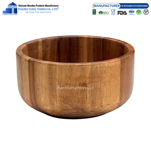 Bol en bois naturel de qualité supérieure, motif naturel, lavage à la main uniquement, écologique, antibactérien, fabriqué au Vietnam - Product Image 3