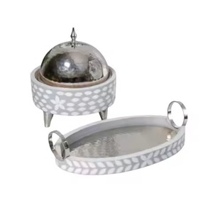 Recipiente Redondo de Lujo para Calentar Comida, Diseño con Cuentas, Acero Inoxidable, Tapa para Buffet, Antiadherente, Duradero y Ecológico - Product Image 4