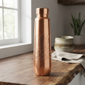 Copper Water <b>Bottle</b> Hammered Finish Portable Travel Drinkware Minimalist Design Reusable <b>Metal</b> <b>Bottle</b> - Product Image 4