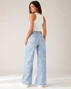 Jeans Rectos Transpirables de Mezclilla Lavada a la Piedra, Corte Regular, Estilo Urbano, para Mujer, Precio Económico, Invierno - Product Image 4