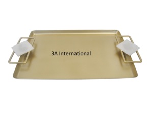 Ensemble de deux plateaux de service en bois pour la restauration avec insert laqué noir, design élégant et solide, utilisation résidentielle, pour servir les aliments - Product Image 2