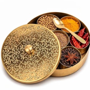 Most Selling Brass Masala <b>Box</b> for Spice Storage Kitchen Organization Home Decor Available At Affordable Price - Product Image 5