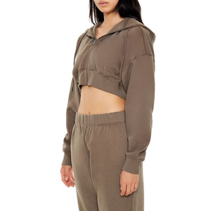 Custom Terry High-Low Winter Breathable Rhinestone Pullover Hoodie Women Oversize Fitness Drawstring Zipper Casual Loose Fit - Product Image 3