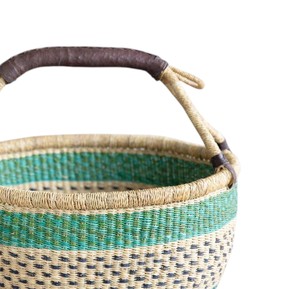 Cesta de mimbre marino artesanal con rayas verde azulado para cocina, despensa, almacenamiento de alimentos y frutas - Product Image 3