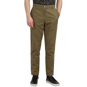 Olive Green Chino Pants High Waist Mid weight Cotton Casual Trousers Button Fly Autumn Season - Product Image 1