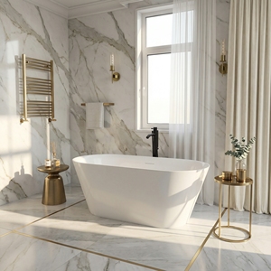 Baignoire autoportante moderne en acrylique Salvere FW-7732-60-S avec fonction de trempage et vidange centrale - Design élégant, garantie de 2 ans - Product Image 3