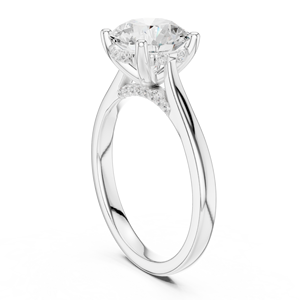 Anillo de Compromiso de Plata de Ley con Moissanita Redonda y Halo Oculto |   Anillo de Compromiso Solitario para Mujer - Product Image 3