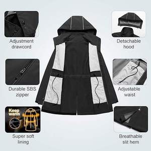 Women's Waterproof Softshell Jacket Windproof Hooded <b>Raincoat</b> Slim Fit Breathable Outdoor Trench Coat Casual Hiking Windbreaker - Product Image 5