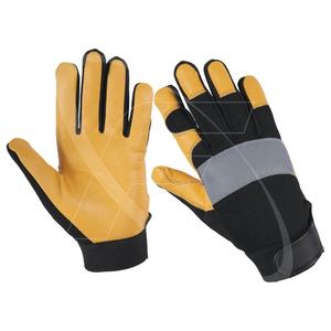 Gant de mécanicien personnalisé en cuir de chèvre Gants du Pakistan Pouce Spandex Dos Barre d'articulation Poignet élastique Gants de sécurité - Product Image 1