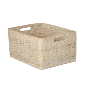 Artex HaiNam <b>Rectangular</b> Natural Rattan Storage <b>Basket</b> With Handles Rustic Multi-Purpose Organizer - Product Image 1