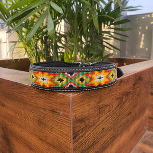 Collier de chien rembourré en cuir taillé à la main à motif occidental Colliers pour animaux de compagnie perlés en cuir véritable Produits en vrac doux et durables - Product Image 2