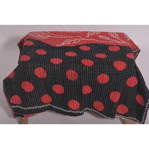 Couverture Kantha imprimée, motif floral vintage, en coton lavable, jeté de lit bohème, couverture indienne réversible, faite à la main, écologique, décoration - Product Image 3