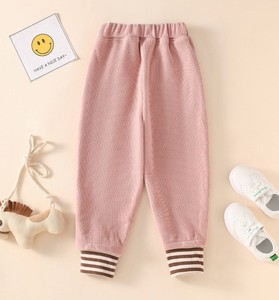 Pantalones Deportivos de Invierno para Niños Unisex, Cintura Elástica de Alta Calidad, Pantalones Térmicos Gruesos, Puños a Rayas, Color Sólido, 3-14 Años - Product Image 4