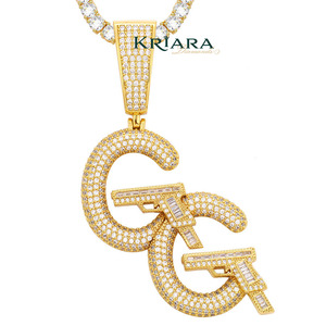 Colgante de Letra G con Diamante Cultivado en Laboratorio, Chapado en Rodio y Oro sobre Plata 925, Joyería Hip Hop para Hombre, Corte Redondo, Regalo - Product Image 1