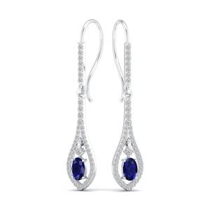 REYES Nouvelle Collection Femme Boucles d'Oreilles Pendantes en Or Massif 14K 18K avec Saphir Bleu Taille Ovale 1 Carat et Moissanite - Product Image 5