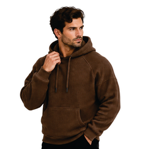 Sweat-shirt à capuche en maille gaufrée pour homme, avec logo personnalisé, pull décontracté à manches longues, style streetwear, vente en gros, fabricant - Product Image 1
