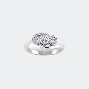 1.00CTW Three Stone Round Solitaire Prong set Diamond Ring - Product Image 5