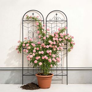 Set di 2 Tralicci da Giardino in Metallo Antiruggine 180 cm x 50 cm Neri, Supporto per Piante Rampicanti da Esterno - Product Image 5