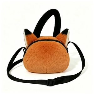 Customized orange‑white fox shoulder <b>purse</b>,animal‑theme kids plush tote bag,plush fox crossbody bag,<b>cute</b> fox face plush handbag - Product Image 3