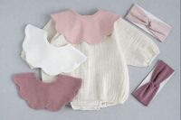 Bavoir unisexe JALBEBE pour bébé, en coton doux, simple couche, forme fleur, avec bouton-pression, écologique et antibactérien