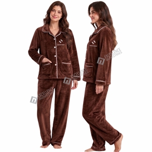 Pijamas de Polar para Mujer de la Mejor Calidad, Conjunto de Dos Piezas Cálido para Invierno, Ropa de Dormir de Manga Larga, Ropa de Casa, Ropa de Descanso - Product Image 5
